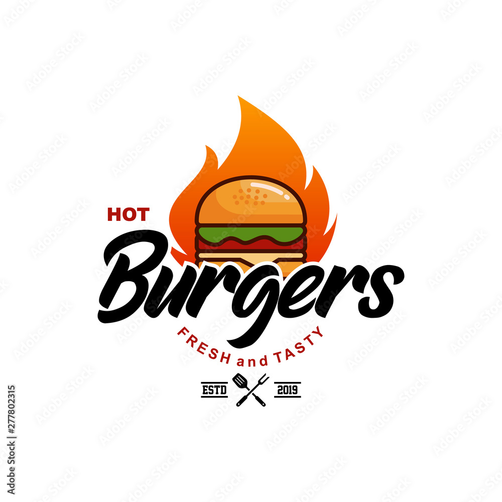 Hot Burgers Logo Design Inspiration Hot Burgers Logo Design Inspiration