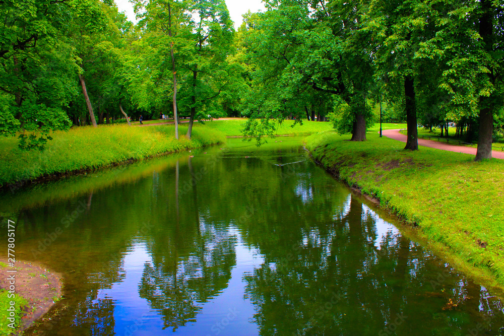 pond in the city Park in the summer