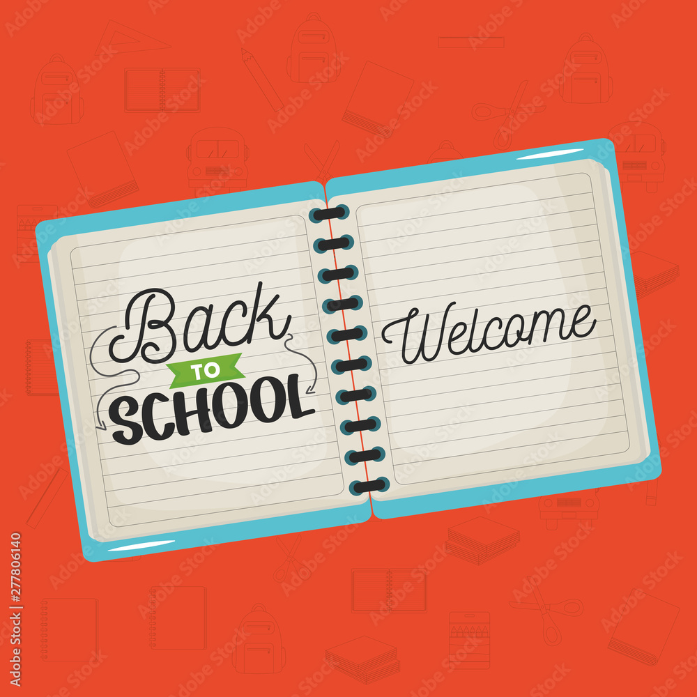 notebook school with back to school message notebook school with back to school message