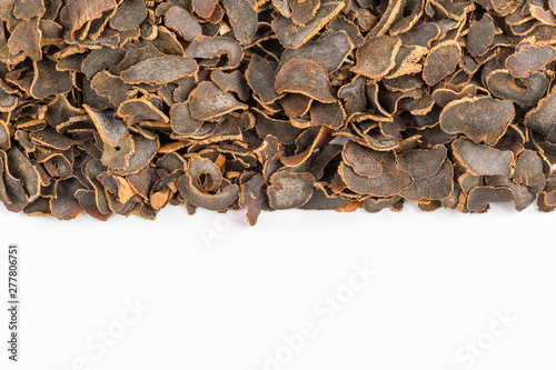 gastrodia tuber slices on white photo