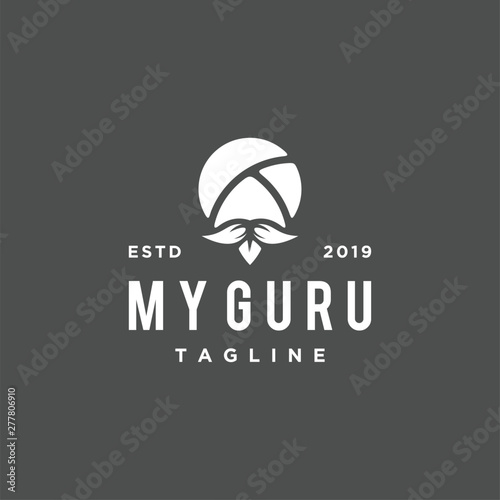 Outline guru head logo template design. Vector illustration