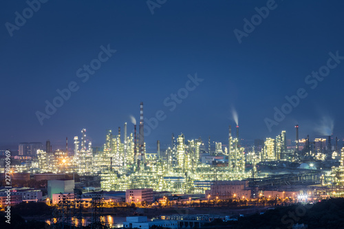 night scene of petrochemical plant