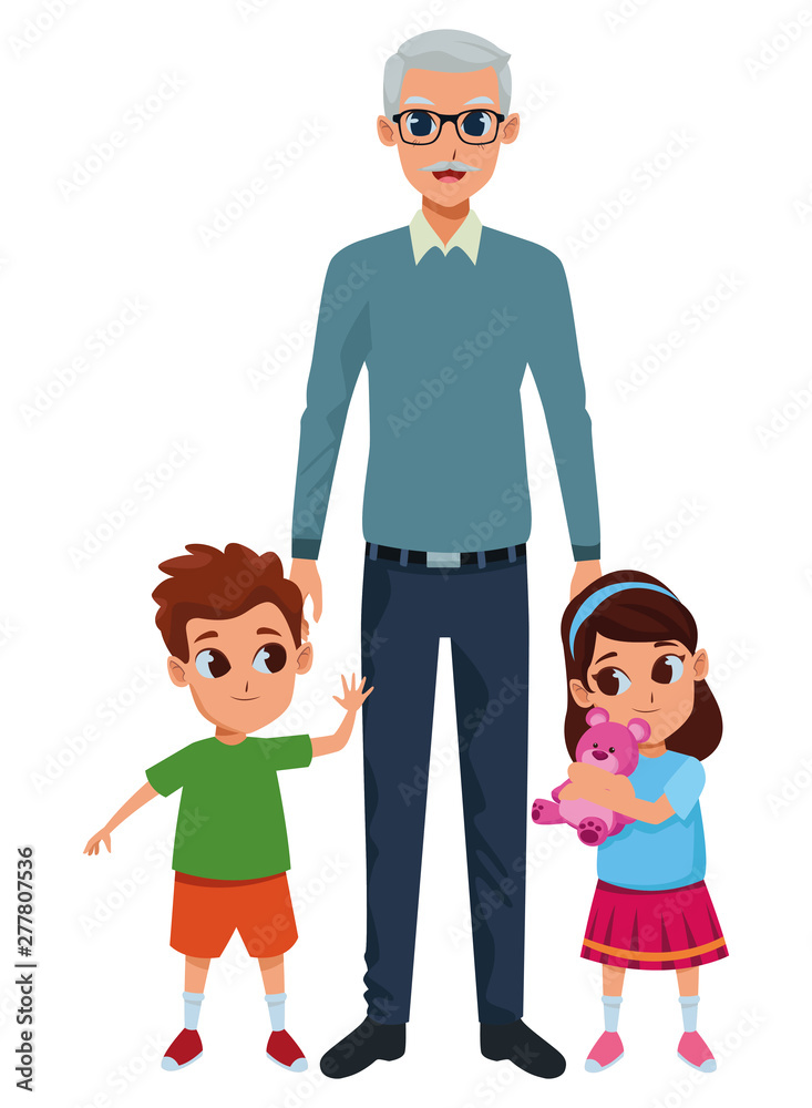grandchildren and grandfather of hand grandchildren and grandfather of hand