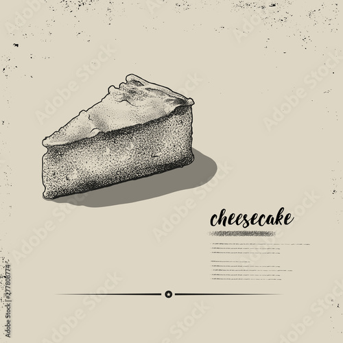Vector cheese cake illustration sketch with hand drawn style.