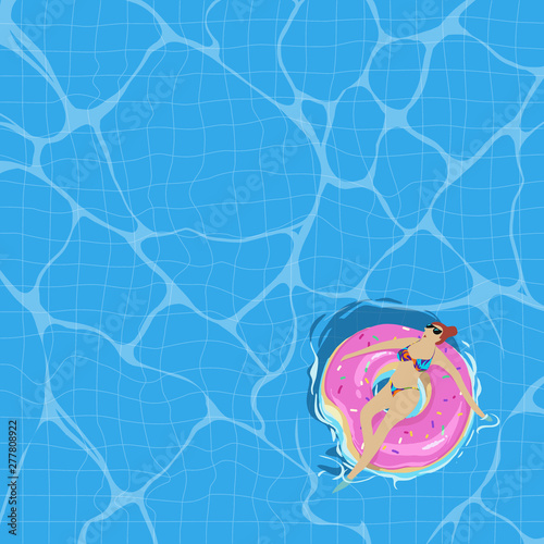 Vector illustration. Summer season element design. Hand drawn enjoying the pool and relaxing time at summer holidays.