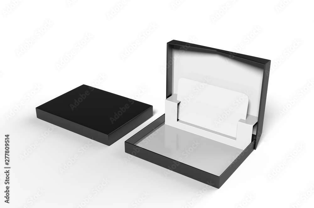 White blank rectangular hard cardboard gift card holder box for branding presentation and mock up template, 3d illustration. White blank rectangular hard cardboard gift card holder box for branding presentation and mock up template, 3d illustration.