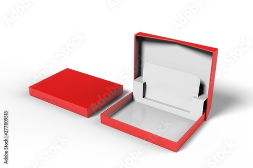 White blank rectangular hard cardboard gift card holder box for branding presentation and mock up template, 3d illustration.