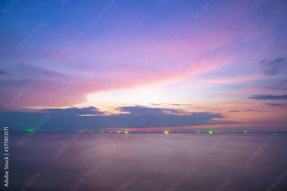 Blur purple violet pastel sea with the green spots light in the sea. It can be the googd background.