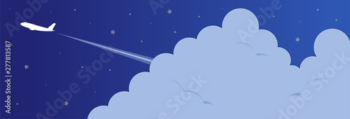 星空と入道雲と飛行機