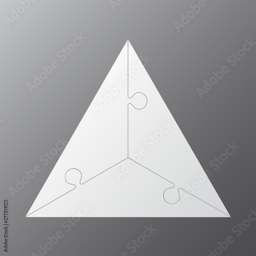 Three pieces puzzle jigsaw triangle info graphic