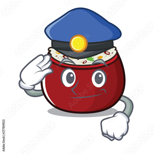 Police curd rice served in mascot bowl