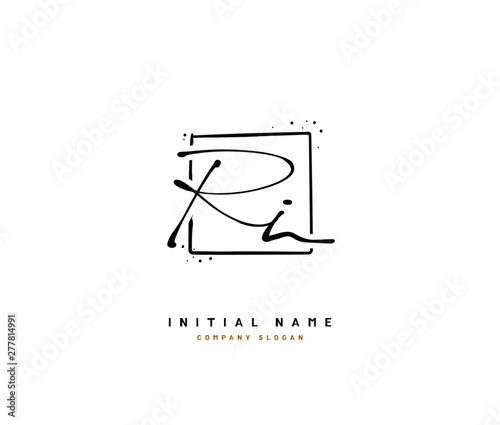 R I RI Beauty vector initial logo, handwriting logo of initial signature, wedding, fashion, jewerly, boutique, floral and botanical with creative template for any company or business.
