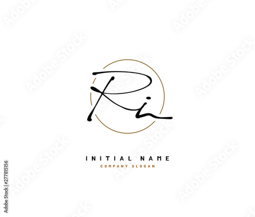 R I RI Beauty vector initial logo, handwriting logo of initial signature, wedding, fashion, jewerly, boutique, floral and botanical with creative template for any company or business.