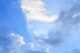 Sky sunlight and clouds/Blue sky is beautiful/Soft clouds and sky with sun rays/Nature creates a beautiful sky/