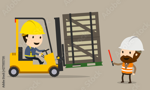 Safety Management and Control of Forklift, Vector illustration, Safety and accident, Industrial safety cartoon