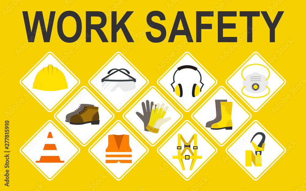 Grafika wektorowa Stock Work safety vector icons set, Vector