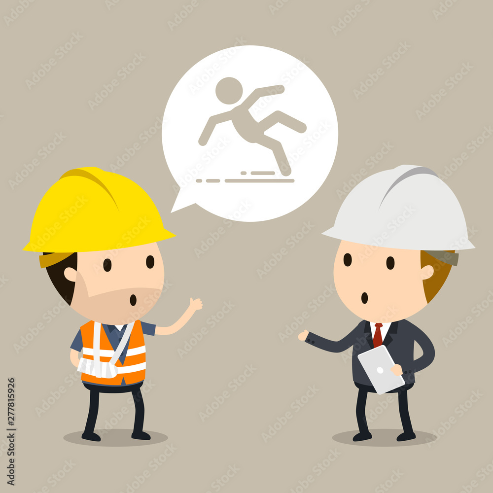 Talk to the manager about workplace safety, Vector illustration, Safety and  accident, Industrial safety cartoon Stock Vector | Adobe Stock