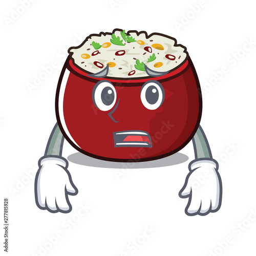 Afraid curd rice isolated with the cartoon