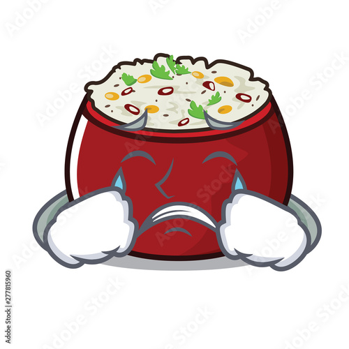 Crying curd rice isolated with the cartoon