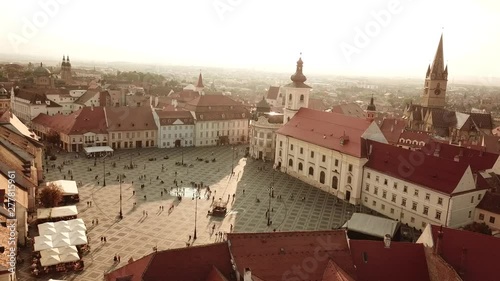 Aerial view of Baia Mare city, Romania. View from the city tower