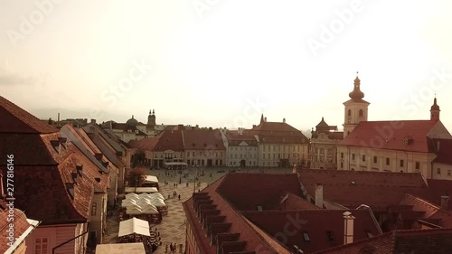 Aerial view of Baia Mare city, Romania. View from the city tower