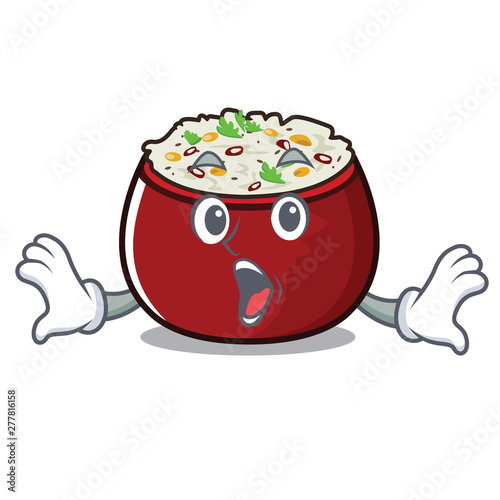 Surprised curd rice isolated with the cartoon