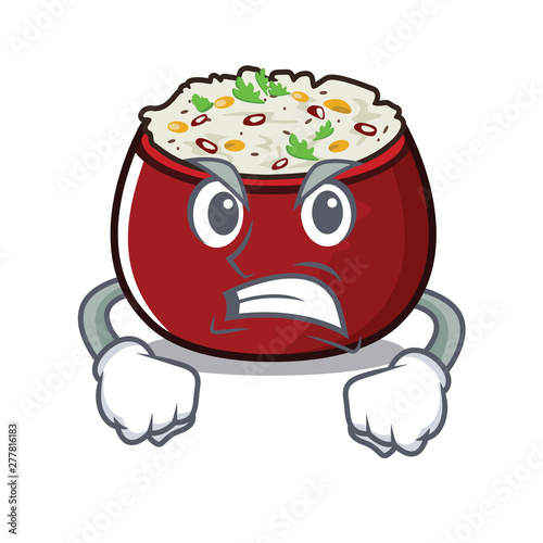 Angry curd rice isolated with the cartoon
