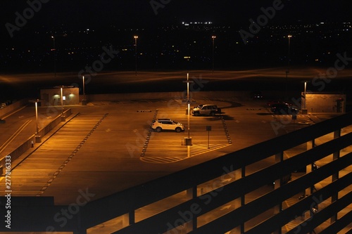 quiet airport parking lot at night