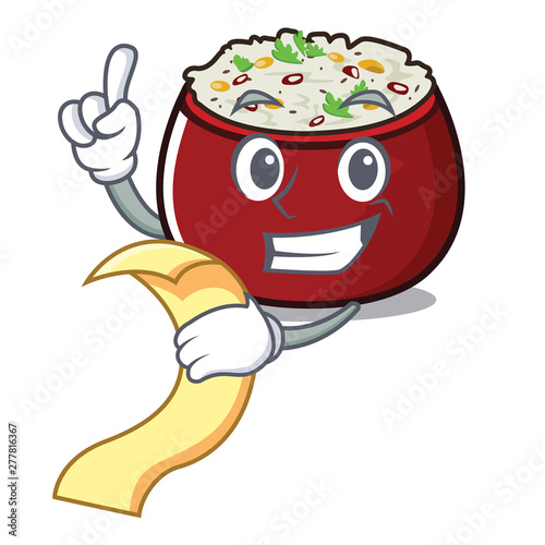 With menu curd rice isolated with the cartoon