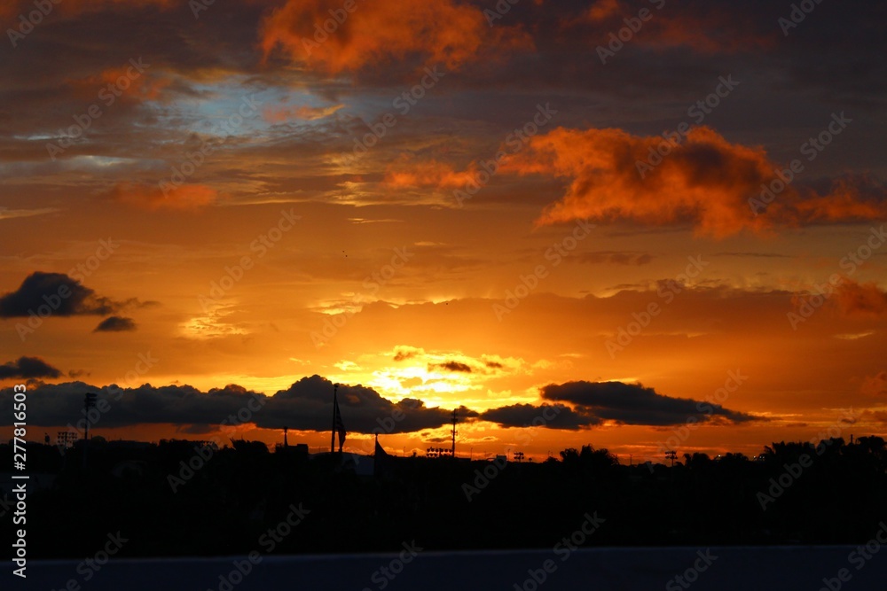 Cloudy sunset on summer evening