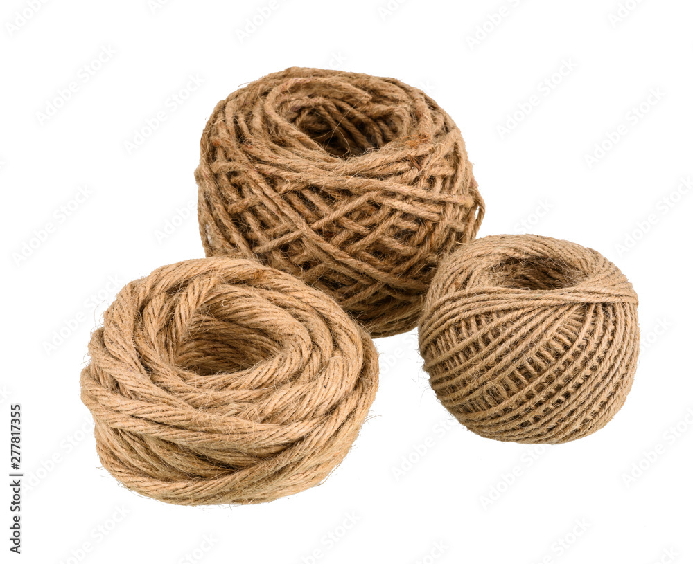 hemp rope winded is a ball isolated on white background