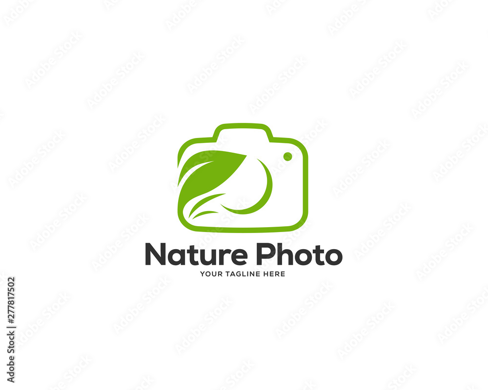 photography logo design vector, photo nature logo design template Stock