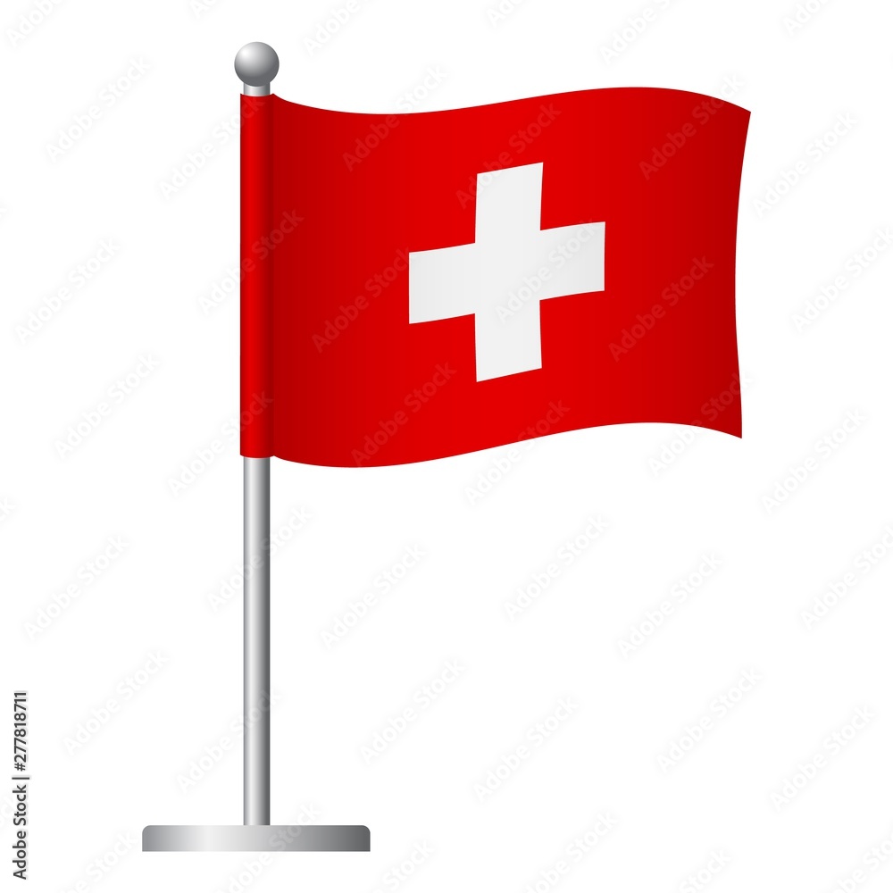 Switzerland flag on pole icon