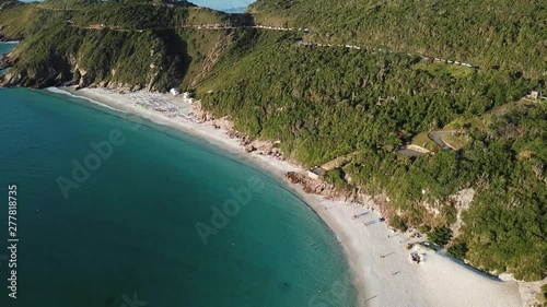 Aerial view Pontal do Atalaia. Arraial do Cabo. Rocky montains and blue ocean