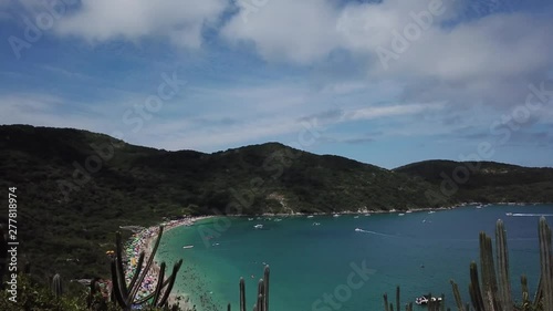 Aerial view tropical beach in Brasil. Rio de Janeiro, Arraial do Cabo . Blue ocean