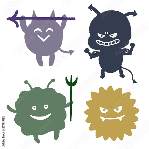 ばい菌　ウイルス　カビ　手描き風