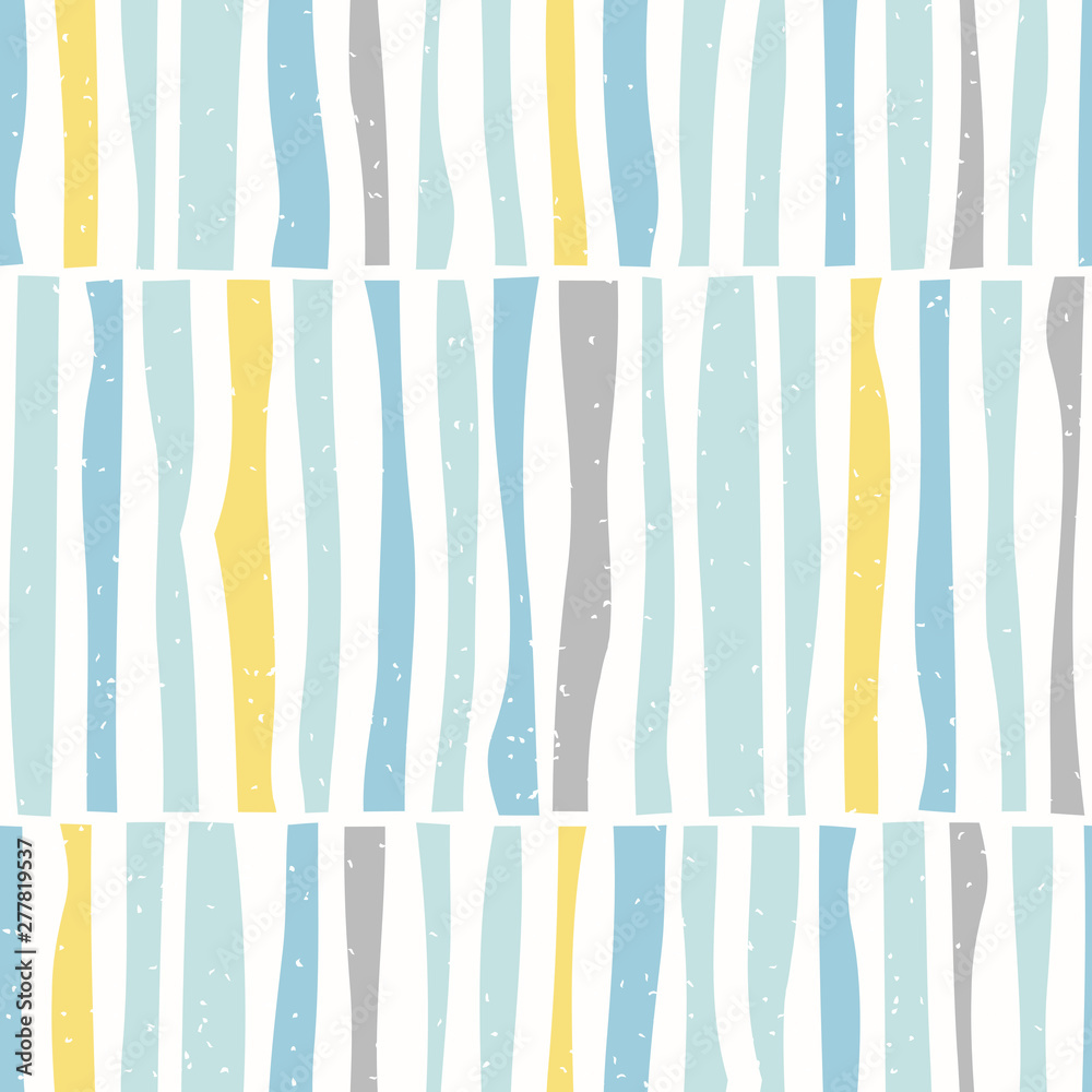 Fototapeta premium Blue seamless pattern with hand drawn geometric ornament. Abstract pastel background, vector illustration for print, scrapbooking paper, design, fabric.