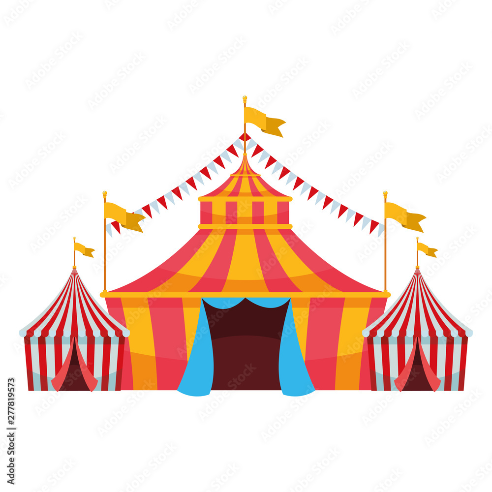 big top circus with flag - obrazy, fototapety, plakaty 