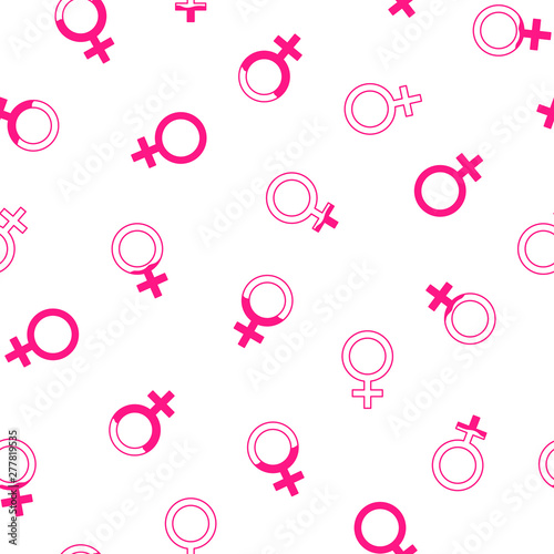 Seamless vector pattern with female gender icon. Medical symbol with blood drops. Concept of menstruation period, pregnancy or menopause. Vector illustration in flat style