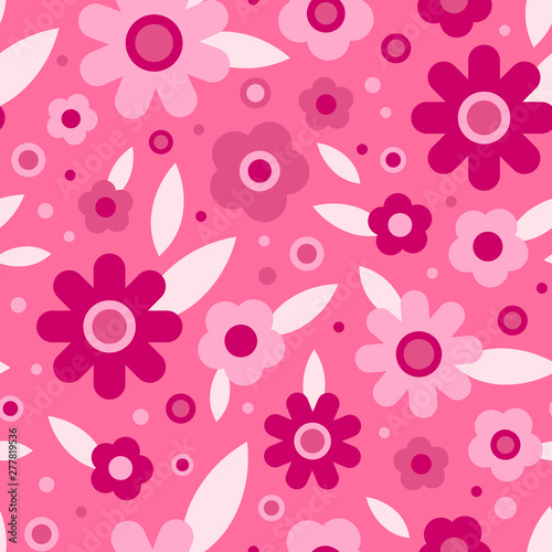 Floral seamless pattern in pink color. Abstract simple background, vector illustration for print, scrapbooking paper, design, fabric.