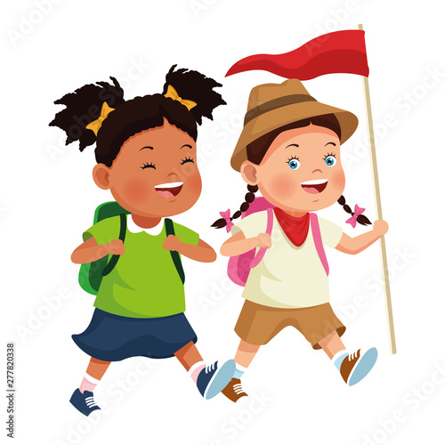Kids and summer camp cartoons