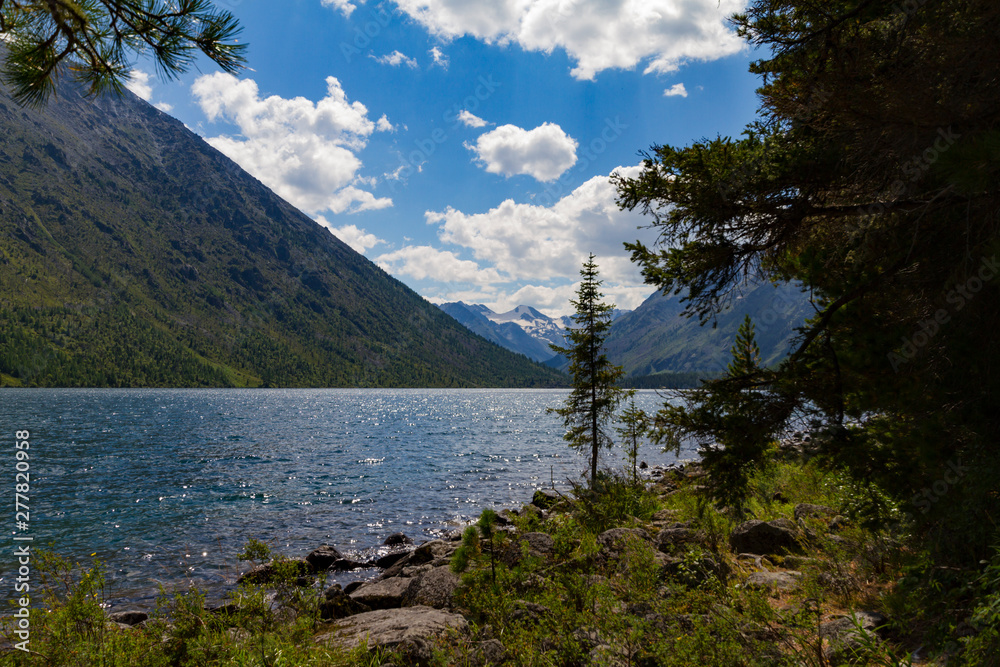 Multinsky lakes in Altai mountains. Picturesque landscape. Summer time.