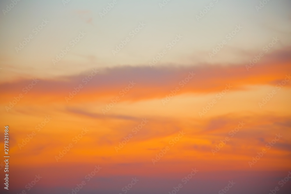 silhouette concept; Golden sky background, twilight sky after sunset.