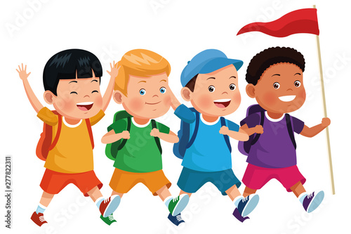 Kids and summer camp cartoons