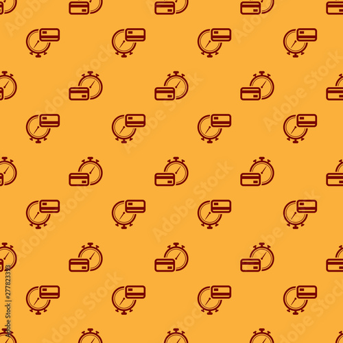 Red Fast payments icon isolated seamless pattern on brown background. Fast money transfer payment. Financial services, fast loan, time is money, cash back concept. Vector Illustration
