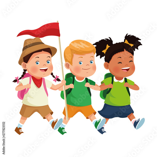 Kids and summer camp cartoons