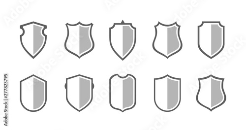 Flat Clip art Design Elements. Set of Vector set of Shield Silhouette. Different Coat Arms signs