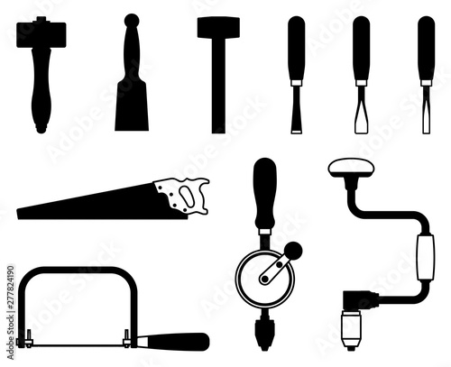 Hand tools icons set. Woodworking. Vector illustration