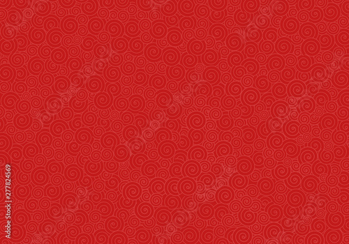 Red background with a pink pattern in the form of many small twists and swirls. Vector illustration, eps 10.