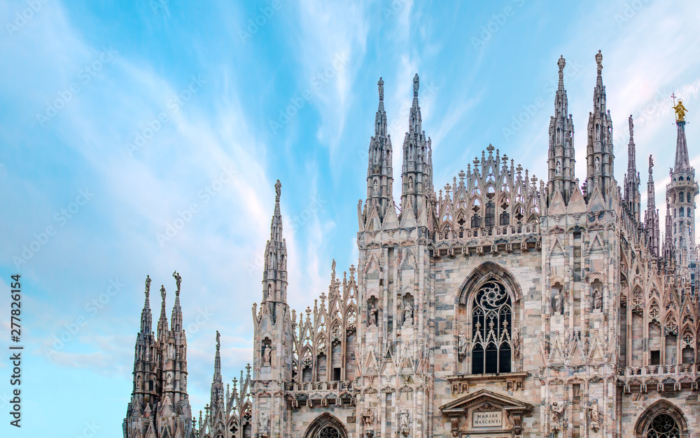 Milan Cathedral - (Duomo di Milano (Milan Cathedral) and Piazza del Duomo in Milan) - obrazy, fototapety, plakaty 